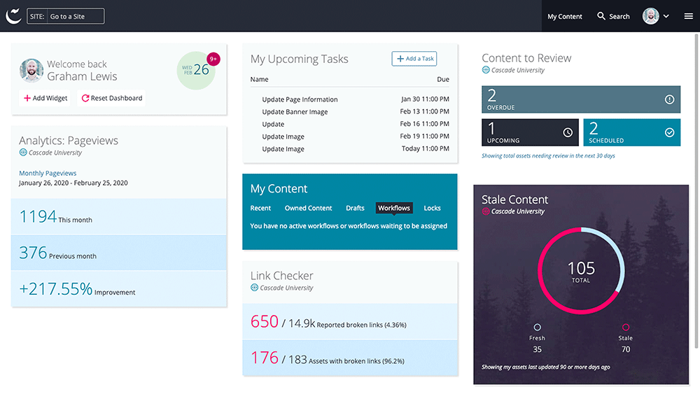 Cascade CMS on Desktop Browser