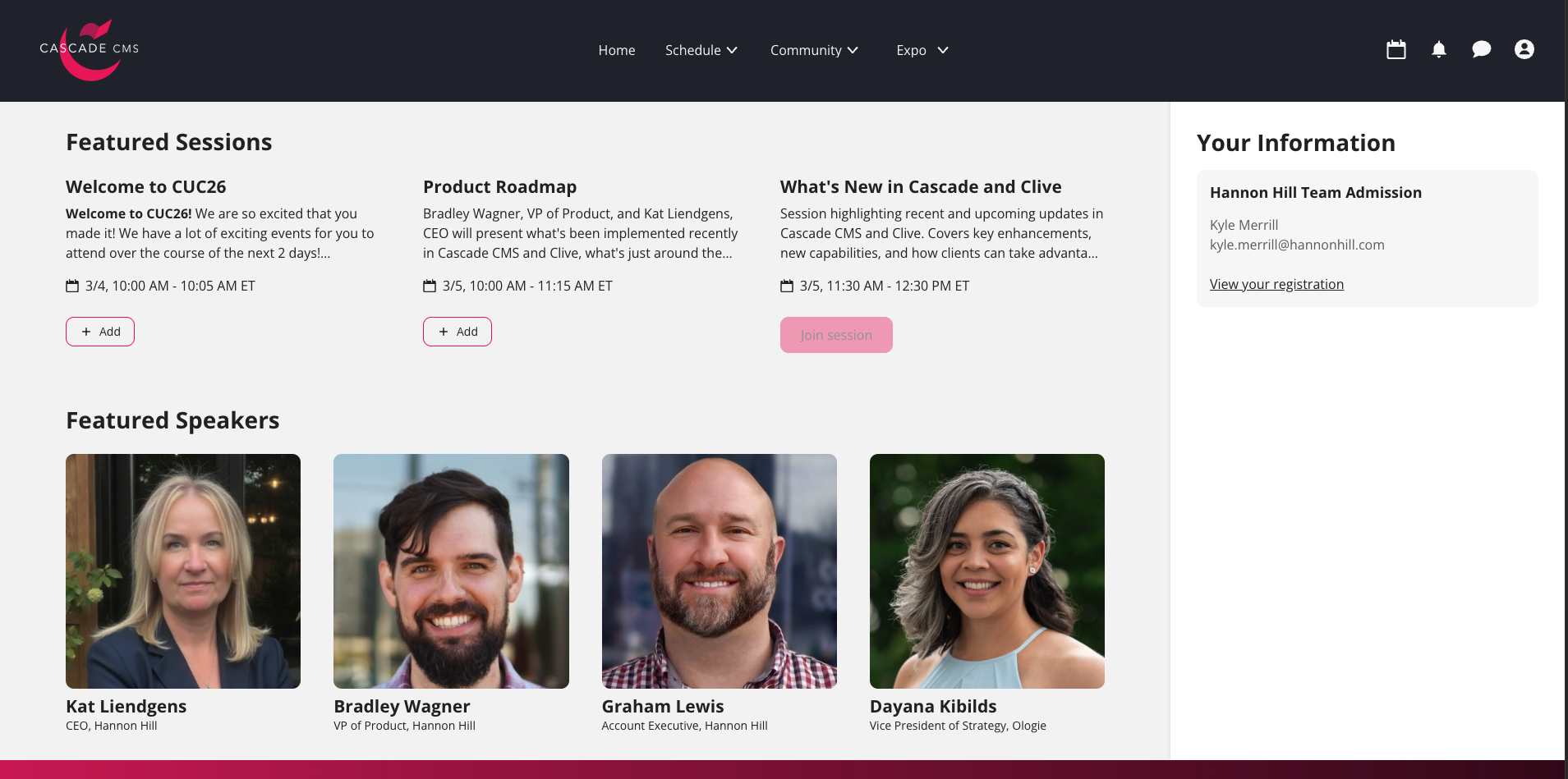 Macro shot of the Cascade 2026 Cvent Attendee Hub