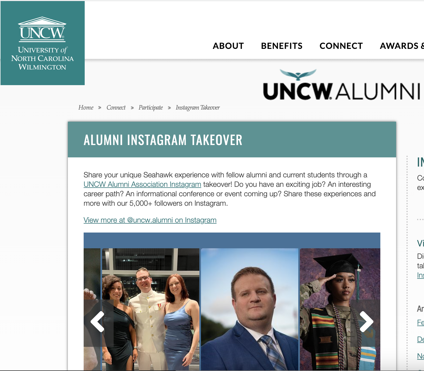 Blog post image 4 - 8 ways to engage alumni -  Social Media Takeover - UNC Wilmington