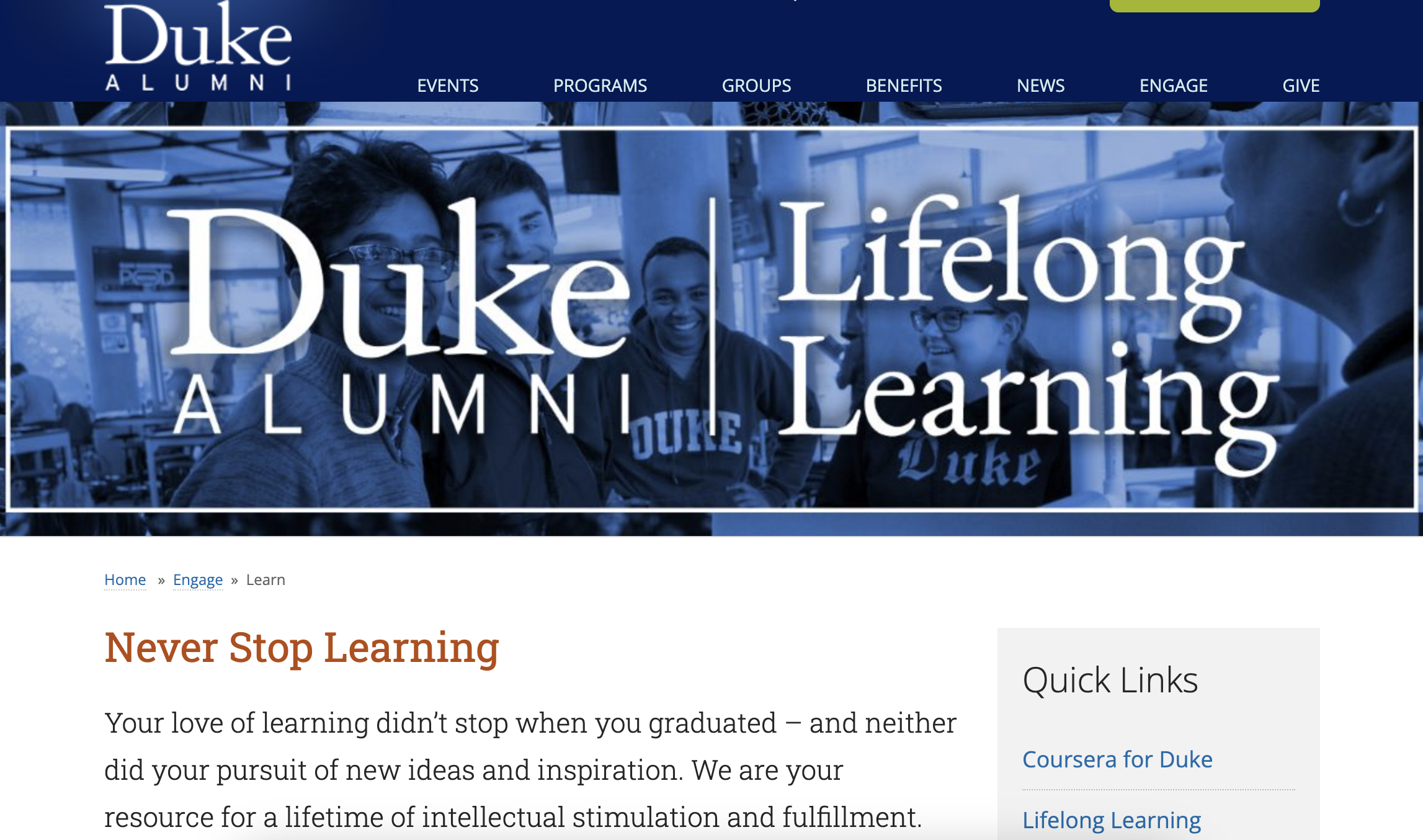 Blog post image 8 - 8 ways to engage alumni - Lifelong Learning - Duke 