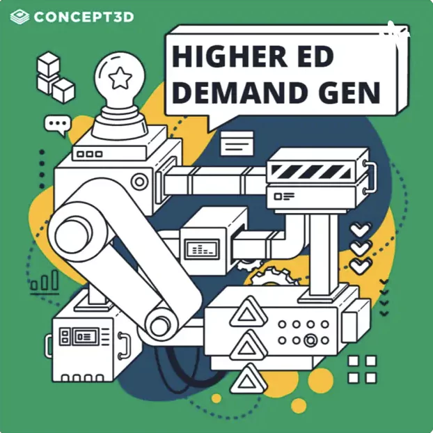 Illustration of a machine symbolizing demand generation in higher education.