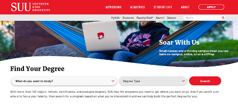 Southern Utah University Find Your Degree Screenshot