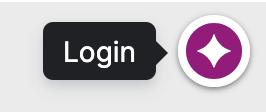 Siteimprove login button with a purple circular icon featuring a star design.