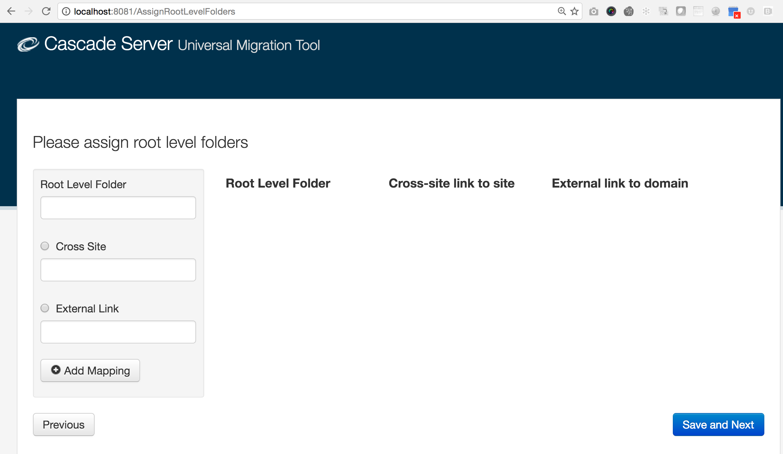 Migration Tool - map links screenshot