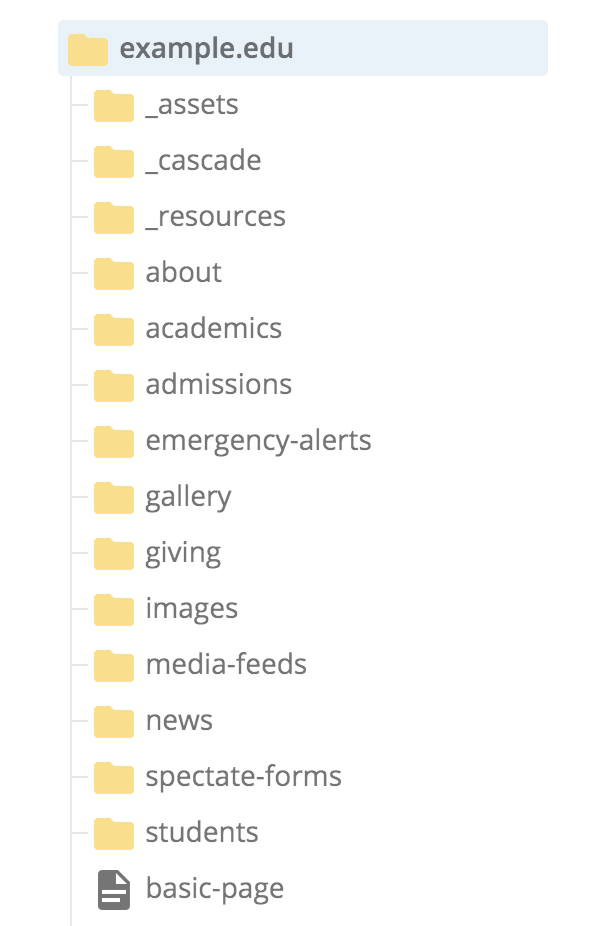 Folders as they appear with Show Asset Title/Display Name disabled