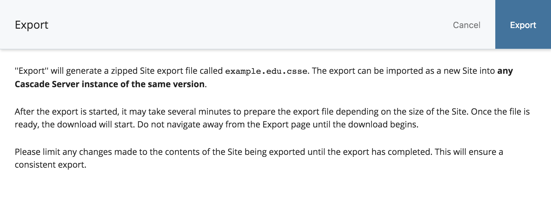 Site Export