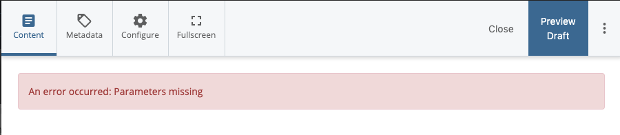 parameters missing error message