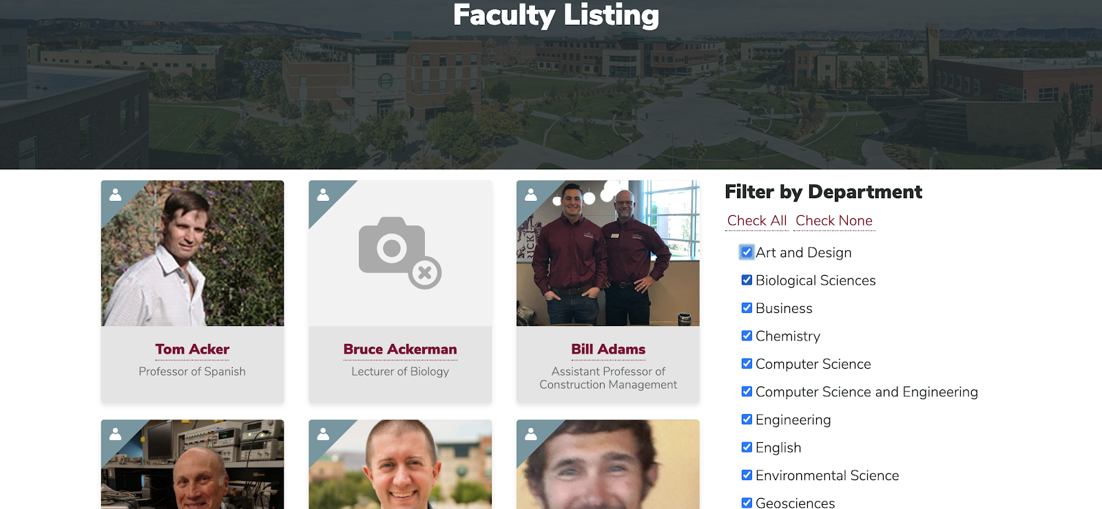 Faculty Listing