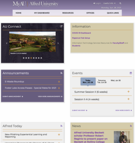 Alfred University's Intranet