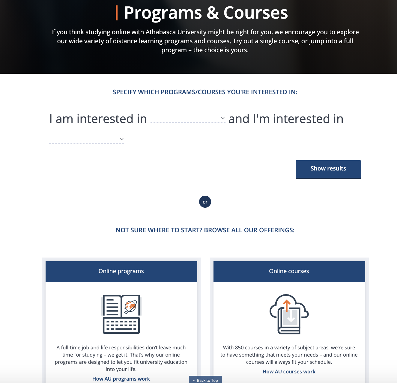 Athabasca University Program Finder