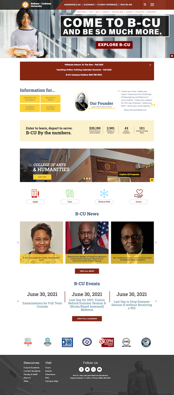 Bethune Cookman's home page