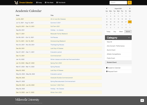 Millersville University Calendar