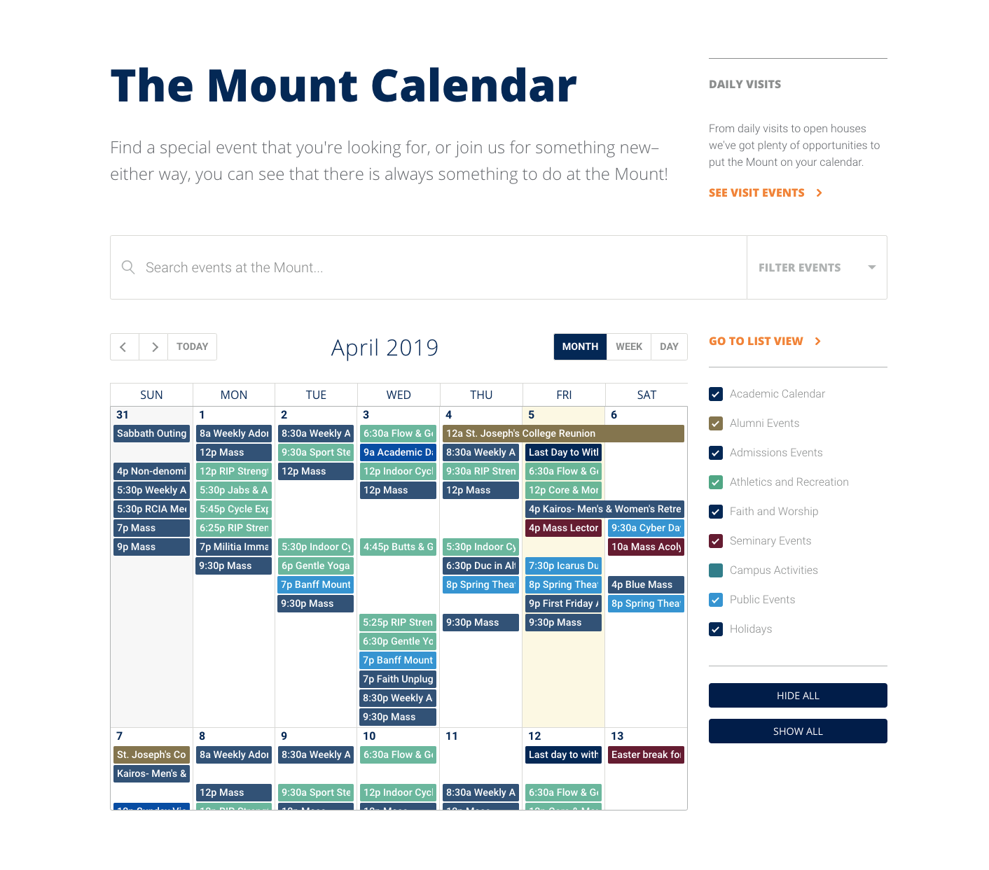Calendar - Hannon Hill