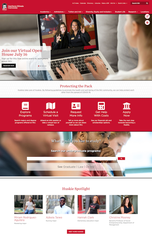 Northern Illinois University homepage