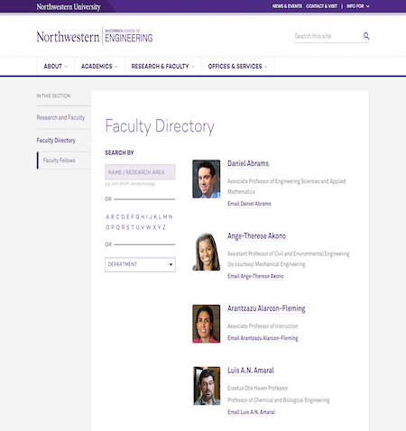 Northwestern University faculty directory