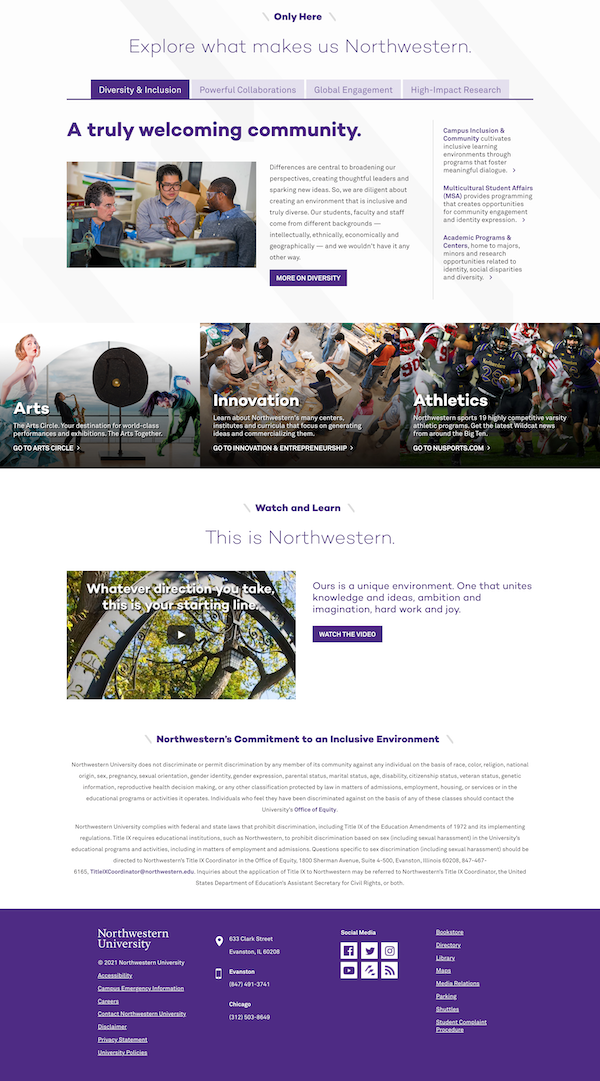 Northwestern's new site