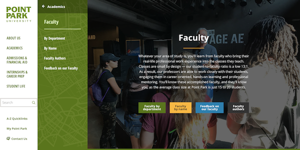 Faculty Landing page