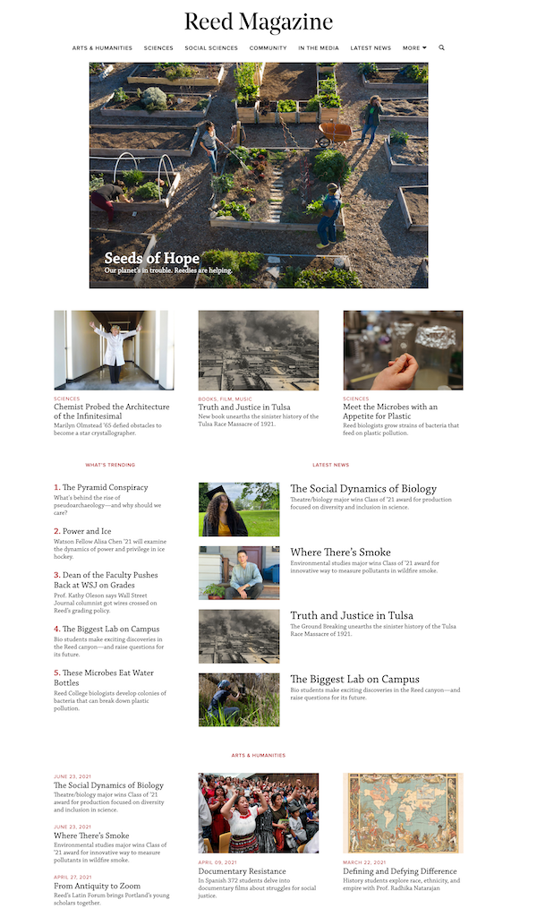 Reed College's homepage