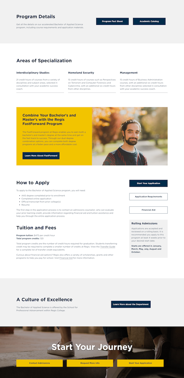 Regis University Program Page