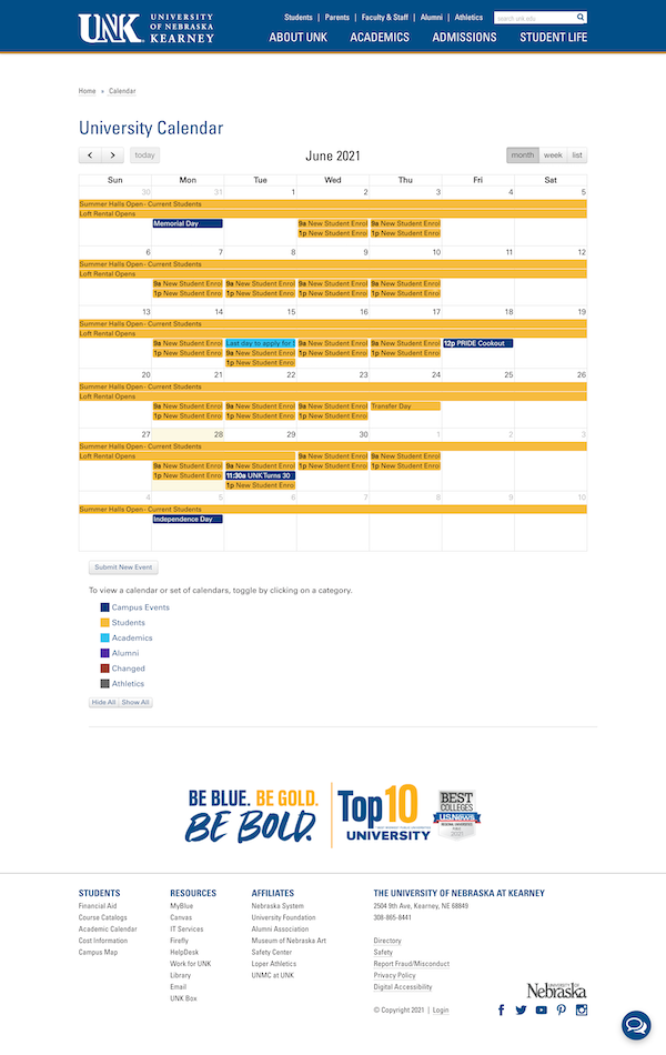 University of Nebraska Kearney Calendar