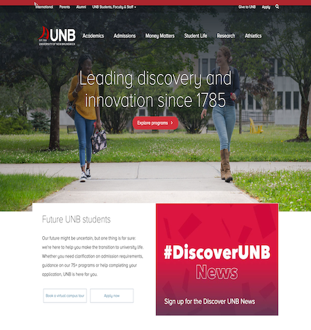 UNB's responsive site
