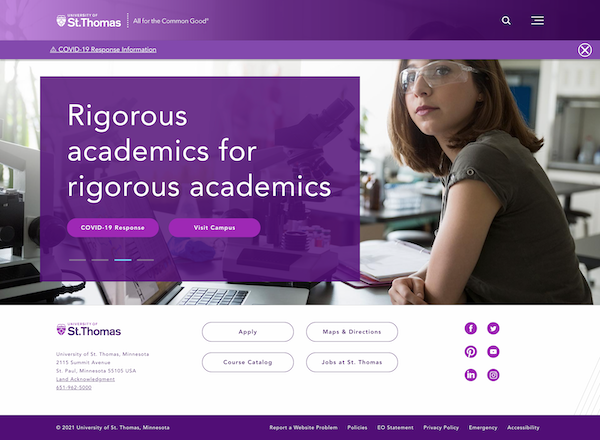 University of St. Thomas homepage