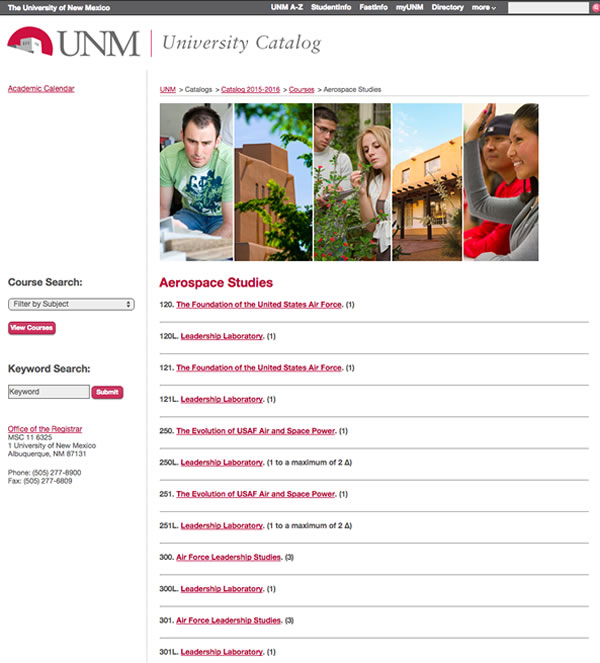 University of New Mexico Course Catalog