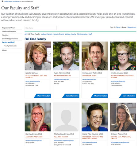 University of San Diego's faculty directory