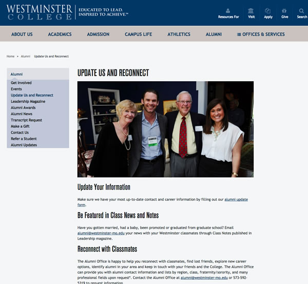 Westminster College Alumni Site