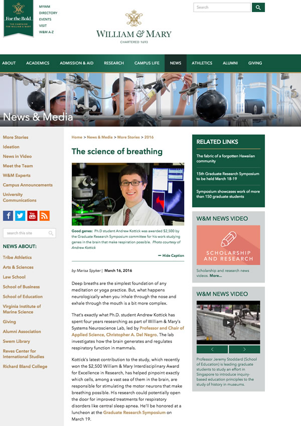 William and Mary News Site