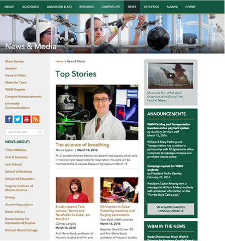 William and Mary News Site