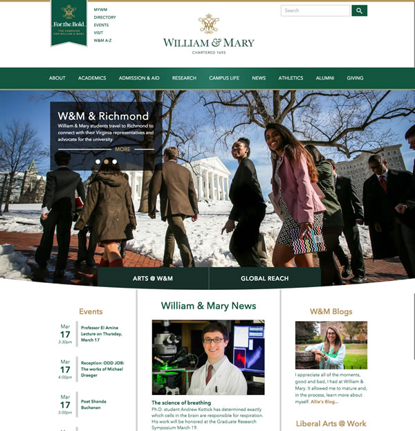 William & Mary's Responsive Site