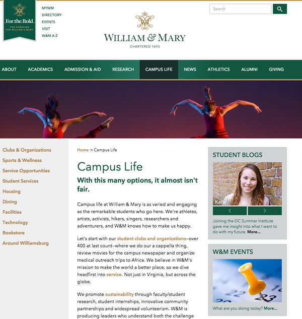 William & Mary's Responsive Site